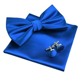 Alizeal Mens Tuxedo Bow Tie, Hanky and Cufflinks Set (Royal Blue)