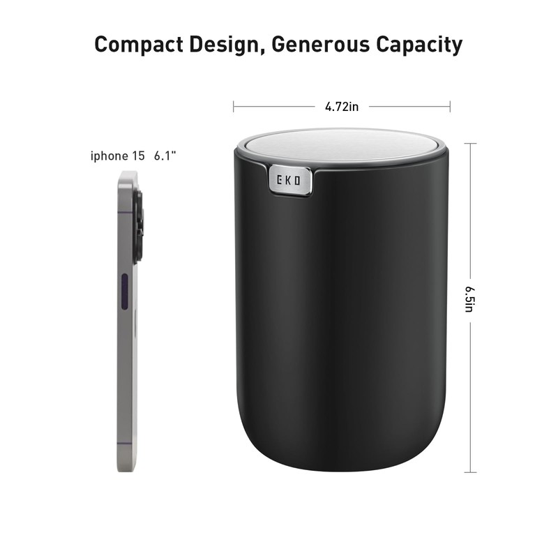 EKO Mini Desk Trash Can with Swing-Top Lid 0.4 Gallon