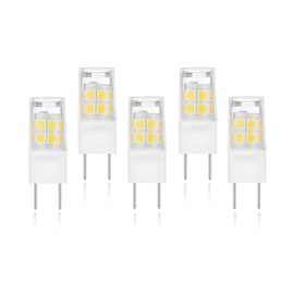 X-Molin 5-Pack G-8 LED Bulb 2W Daylight White T4 JCD Bi-Pin G8 Base Halogen Bulb 20W-25W G8 Light Bulb 110V-130V for Puck Light, Kitchen Microwave Oven Light,Under Cabinet Light, Under Counter Light
