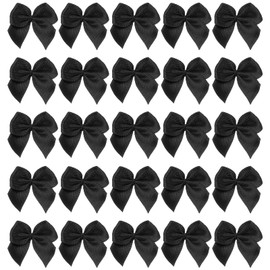 PATIKIL 1 Inch Mini Satin Ribbon Bows, 200 Pcs Bowknot Flowers DIY Craft Ribbon Bow Appliques for Gifts Sewing Scrapbooking Decor Wedding Graduation, Black