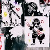 INFUNLY 9pcs Banksy Wall Stencil Set 11.6X8.2 Reusable Street Draffiti