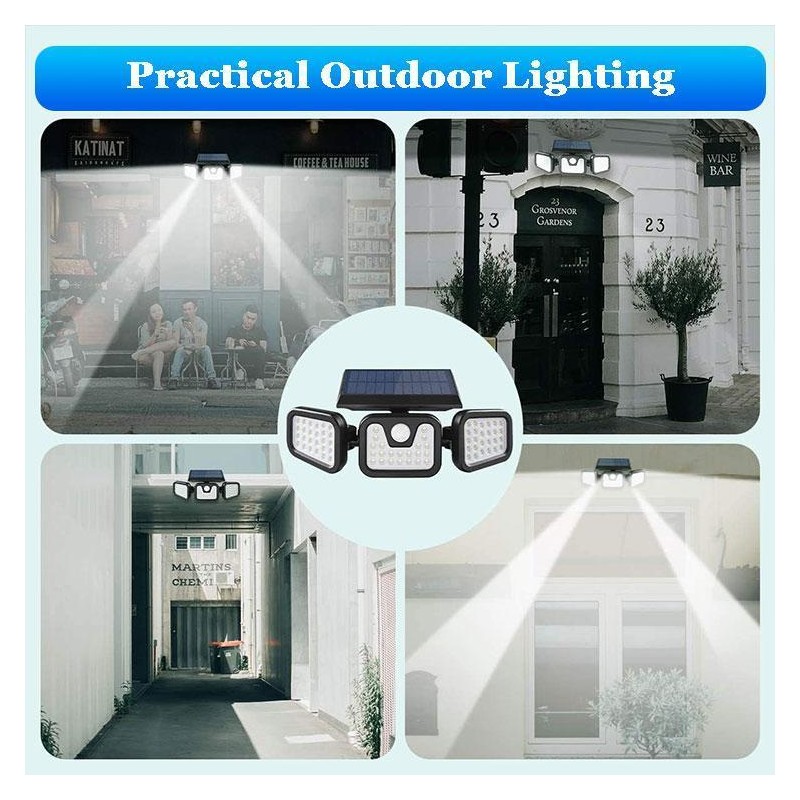 Solar Outdoor Lights Security Lights ,3 Heads Motion Sensor Lights,