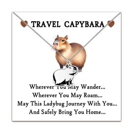 WUSUANED Travel Capybara Necklace Funny Capy Animal Jewelry Travelling Gifts Good Luck Capybara Gift For Women