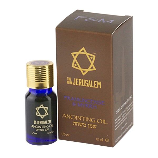 Premium Frankincense & Myrrh Anointing Oil Hand Made in Israel - 100% Natural, Pure EVOO & Essential Oils - Holy Bible Precious Gifts for Religious, Spiritual Use - Temple, Home, Diffuser 0.34 Fl Oz