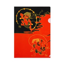 FRONTIA Plastic Documents File Folder, Japanese Wind God and Thunder God, Clear Pockets Plastic Sleeves, A4 (6 Packs, Bulk Pack)