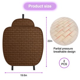 Mandark Car Front Bottom Seat Cover, 2PCS Anti Slip Comfortable Vehicle Front Cushion Protector with Storage Pocket, Breathable Linen Frontseat Pad Mat, Universal Automotive Accessories (Brown)