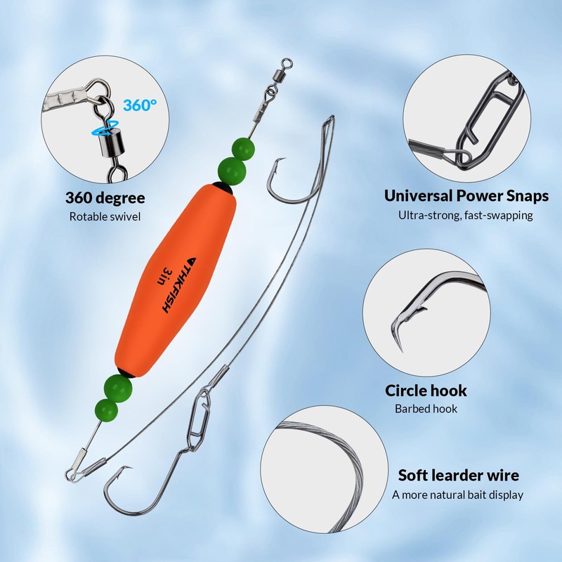 THKFISH Catfish Float Rigs with Double Hooks Santee Rig for