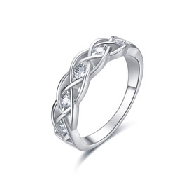 Women Celtic Rings Gifts Sterling Silver Simple Criss Cross Knot Ring Wedding Band Celtics Jewelry Christmas Gifts for Women Her Girlfriend Wife