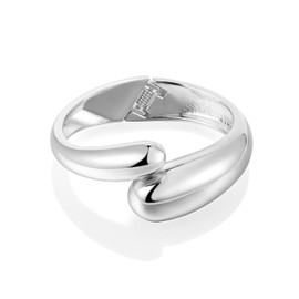 SKENUDY Chunky Silver Bangle Bracelet for Women,Thick Silver Hinged Cuff Bangles,Arm Cuff Silver Jewelry for Women Gifts