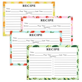 72 Blank Recipe Cards for Bridal Shower and Wedding - 4x6 Double Sided, 4 Fruit Design