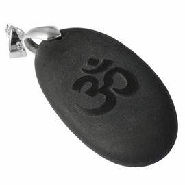 TUMBEELLUWA Engraved Pendant Healing Black Stone Meditation Reiki Chakra Energy, Chakras Symbol