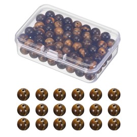 PATIKIL 8mm Natural Stone Beads Yellow Tiger Eye Stone, 100 Pcs Round Loose Gemstone Beads Spacer Beads for Bracelet Necklace Earrings Jewelry Making, Brown