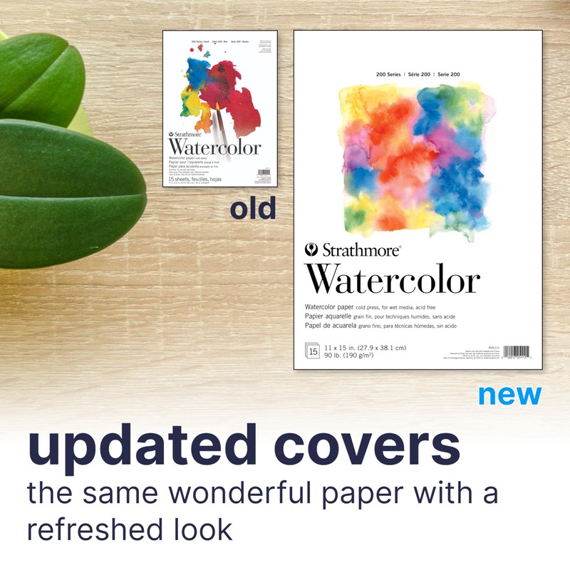 Strathmore 200 Series Watercolor Paper, Tape Bound Pad, 11x15 inches,