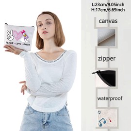 WZMPA - Bolsa de cosméticos de pato margaritas, regalos para fanáticos de la paz, amor, margaritas, bolsa con cierre, bolsa de maquillaje con, Love Daisy, Bolsa de cosméticos