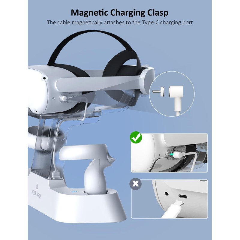 NexiGo Enhanced Charging Dock with LED Light [On/Off] for Oculus