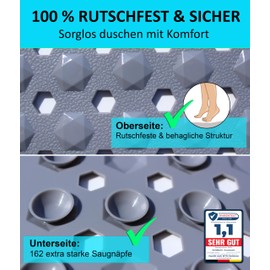 Blumbach® Shower Mat Non-Slip 53 x 53 cm - 100% BPA Free - Includes 2 Hooks for Hanging - Non-Slip Mat Shower & Bathtub, Shower Mat, Mould Resistant & Machine Washable