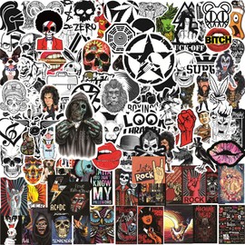 Ribbon Sticker Pack 100 Pieces Rock and Roll Stickers Stickers Punk Classic Vinyl Waterproof Graffiti Stickers for Laptop Cars Guitar Bumper Bottle