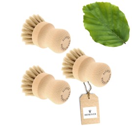 3 x HOFMEISTER® Mushroom Brush with Elegant Horsehair Trim, 7.7 cm, Suitable for All Mushrooms, Gentle Cleaning Mushrooms Dry from Sand, Made in Germany, Made from EU Beech Wood