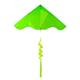 In the Breeze Colorblock Delta Kite with Twister Tail - Single Line Kite - 55-Inch, Neon Green & Yellow