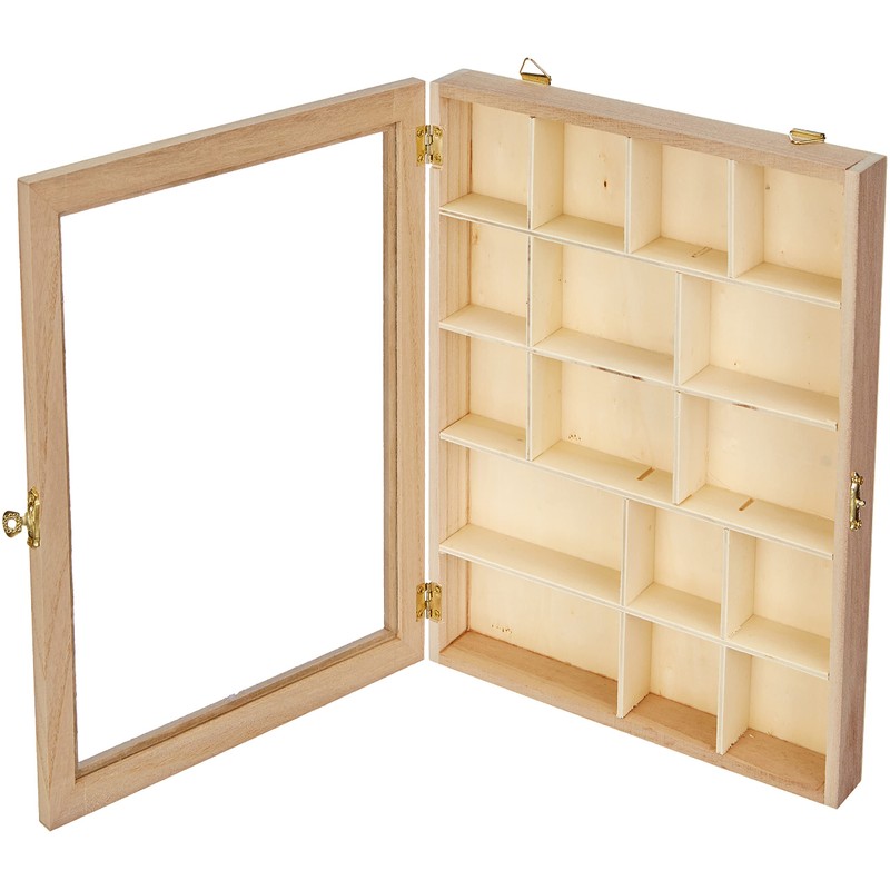 Artemio Display case, Wood, Beige, 23 x 28 x 4