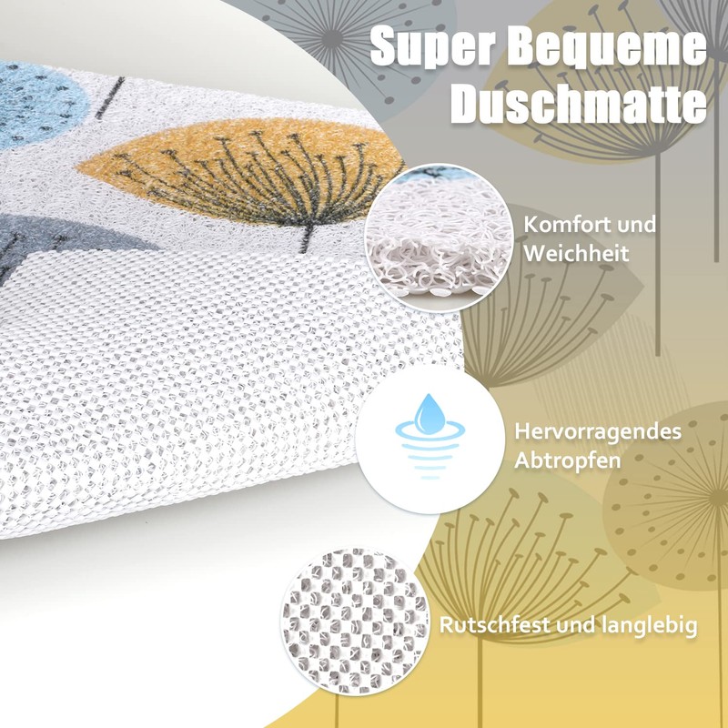 Non-Slip Safety Shower Mat, 60 x 60 cm, Soft Comfort