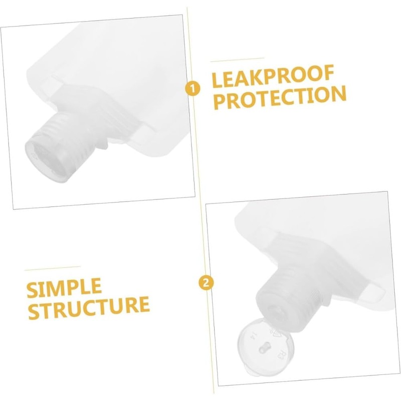 Tiosen 5Pcs Travel Size Refillable Squeeze Pouches, 30ml Clear Toiletry