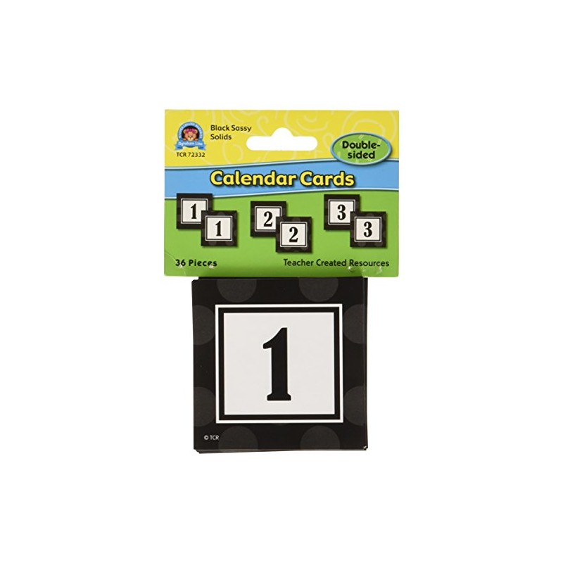 Teacher Created Resources Black Sassy Solids Double-Sided Calendar Cards
