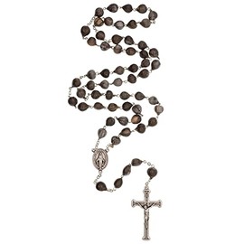 Rosary with Jobs Tears Hail Mary Beads and Miraculous Medal Center | Catholic Meditation Prayer | Great Christian Gift for First Holy Communion and Confirmation | Made in Italy