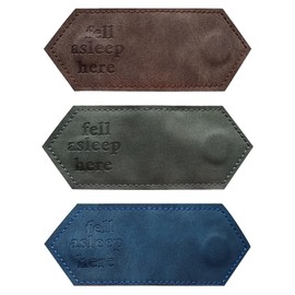 Fell Asleep Here Magnetic Bookmarks Leather Clip Double Sided Magnetic Book Mark for Women Gifts for Book Lovers Readers Men Teachers Students (Military Green & Blue & Dark Brown)