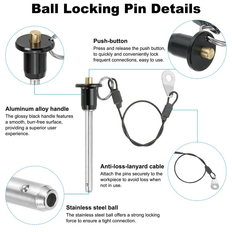 PATIKIL Quick Release Pin 1/4" x 2.36" Ball Lock Pin