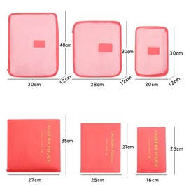 Laebevon 6 Set Packing Cubes,Multi-functional Clothing Sorting Packages,Travel Carry On Luggage Organizers Storage Bags,Travel Packing Pouches (Watermelon Red)