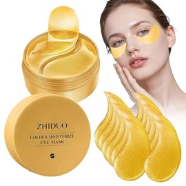 Parches para Ojos 24k Oro, 60 Pares Eye Patches Hidrogel Eliminador de Bolsas Ojo y Ojeras, Mascarilla Ojos Colageno con Efecto Iluminador,...        