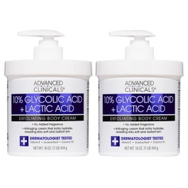 Advanced Clinicals- Crema para el cuidado de la piel con loción corporal con ácido glicólico al 10% y ácido láctico | Queratosis pilaris | Exfoliante 
