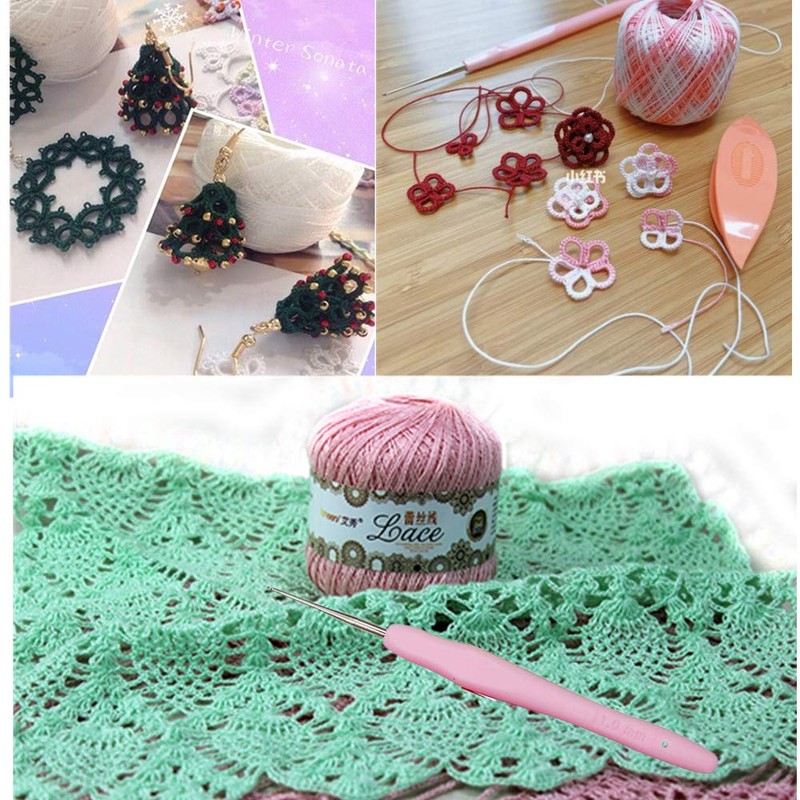 Lewhoo 15 Crochet Thread Balls & 10 Lace Crochet Hooks