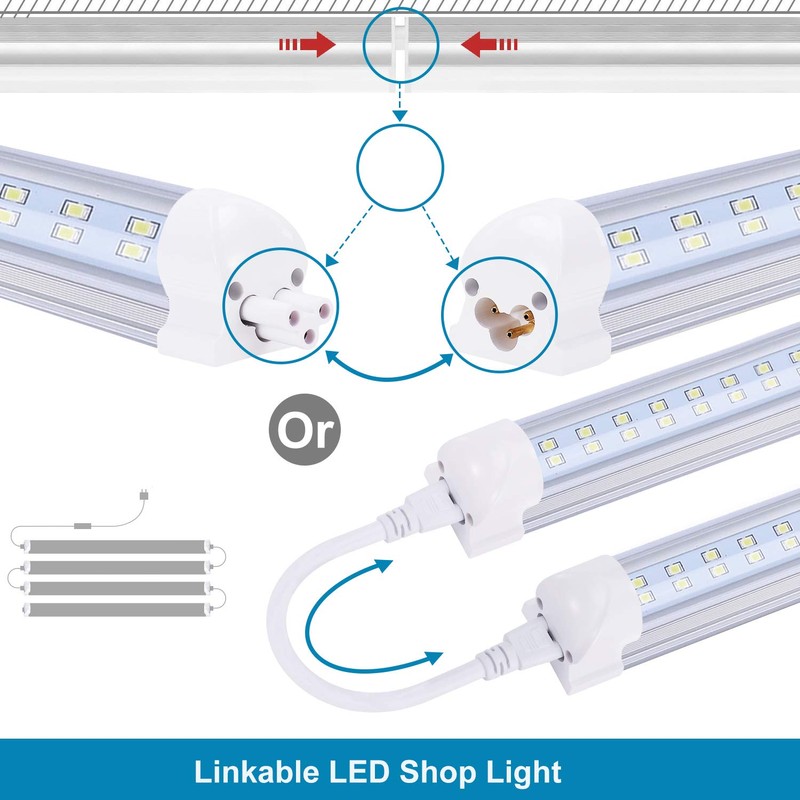 8FT LED Shop Light Fixture, T8 Integrated Tube Light Fixture,