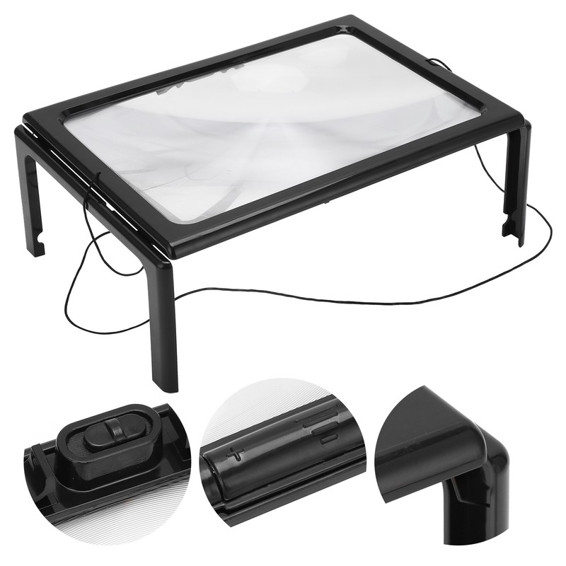 A4 Size Reading Magnifying Glass with LED Light and Stand