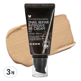 Mizon Snail Repair Intensive BB Cream SPF50+ PA+++, No. 27 Honey Beige, 3 pieces / 미즈온 스네일 리페어 인텐시브 비비 BB크림 SPF50+ PA+++, 27호 허니 베이지, 3개