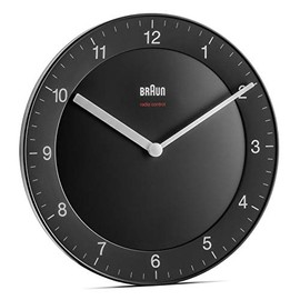 Braun BC06B-DCF Classic Radio-Controlled Wall Clock for Central European Time Zone (MEZ/GMT+1) with Silent Movement, Easy to Read Dial with 20 cm Diameter, Black