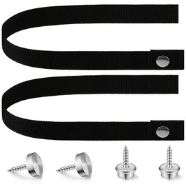 Tallew 2 Sets RV Sliding Door Straps with Button Snap 18 Inch RV Pocket Camper Door Straps for Pontoon Boat Ladder Accessories, Black