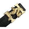 ALAKA mens Dragon Buckle Alligator Pattern Leather Belt, Black, Length