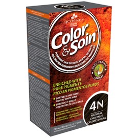 Color & Soin Ammonia Free Hair Color, Permanent Dye with Natural Vegetal (Plant) Extracts & Conditioner for Softness & Shiny Hair (4N - Natural Chestnut)