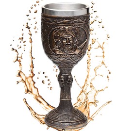 Decorative Goblet "Captain's Old Brew" - Drinking Goblet in Bronze Look with Pirate Skull Pirate Fantasy Caribbean