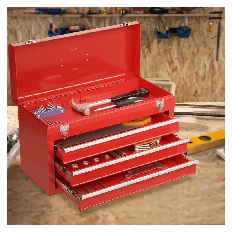 Portable 3-Drawer Garage Mechanic Tool Cabinet Boxcolor: Red Color