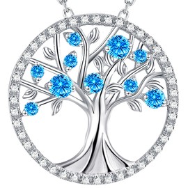 Re Besta Christmas Jewelry Gifts Tree of Life Necklace Women Birthday Gifts Wife Mom December Birthstone Blue Topaz Jewelry Sterling Silver