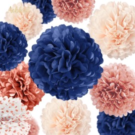 AOBKIAT Rose Gold and Navy Blue Party FlowerGarlandS