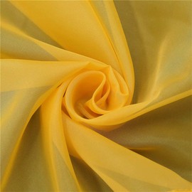 ESLIR Window curtain with loops kitchen bistro curtains transparent curtains short curtain voile yellow W x H 45 x 90 cm 1 piece