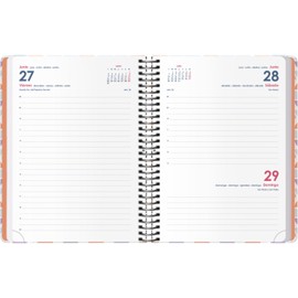 Dohe - 2025 Diary - Day Page, A5 (15 x 21 cm), 12 Months January to December, Hard Cover and Rubber, Planner in Spanish, 4 Pages of Stickers, Office Supplies - CUTE DUNE