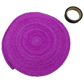 Phalatina Thick Cotton Grip Tape Towel with 32.8 ft (10 m) Badminton End Tape Included, Can be Used for Tennis and Squash (Purple)