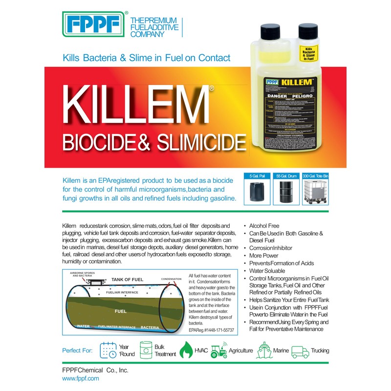 FPPF Killem 00119 Biocide, 16 oz. Bottle (Pack of 2)