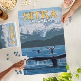 Lantern Press 1000 Piece Jigsaw Puzzle, Sitka, Alaska, Humpback Whale Family
